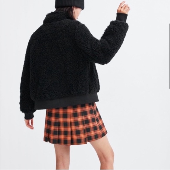 ZARA TRF Sherpa/Teddy Bomber Jacket Black Size L - Picture 7 of 16